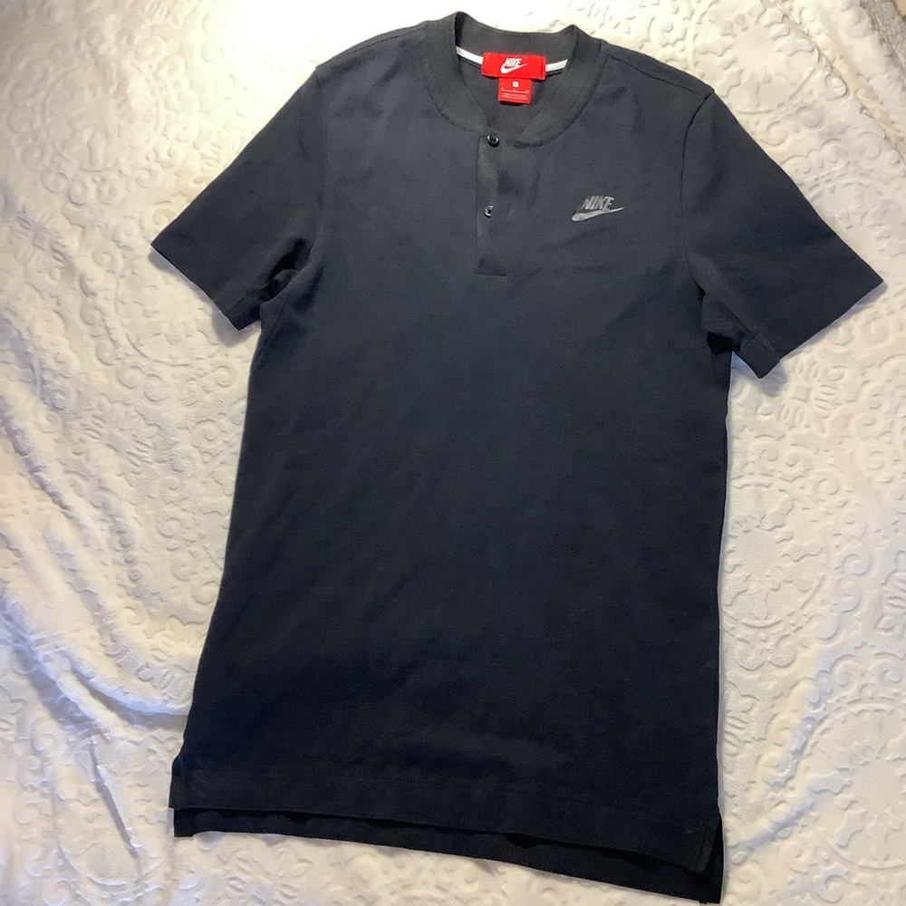 Nike Sportwear NSW knit Henley t-shirt, BLACK, men’s size SMALL